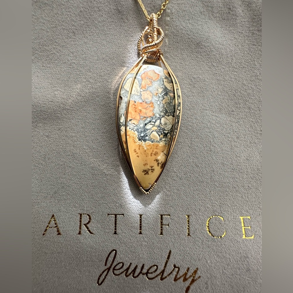 14k Gold Filled Maligano Jasper Necklace Pendant - Picture 3 of 7